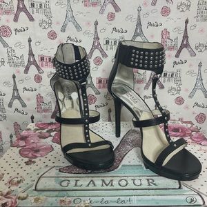 Michael Michael Kors Celena Black Leather Open Toe Studded Sandal